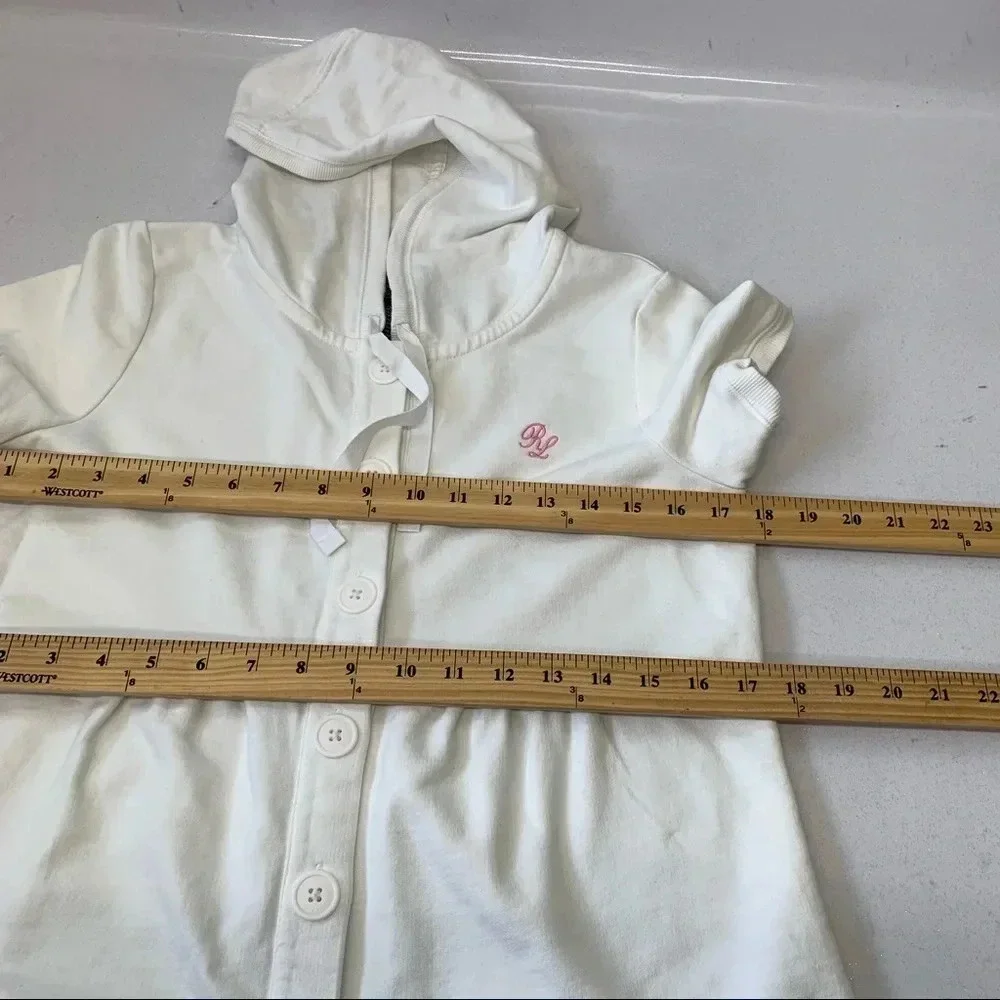 Polo Ralph‎ Lauren Girls Swim Coverup Medium White Hood 100% Cotton Logo